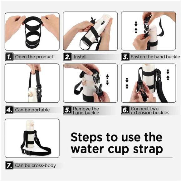 Water Bottle Handle Shoulder Strap,for 12oz-64 oz Hydro Flask Wide Water Bottles - Picture 2 of 8